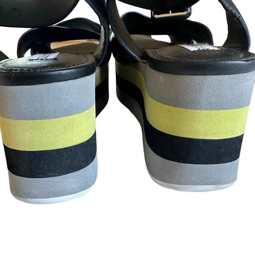 Steve Madden Macer Platform Sandals Black Yellow Chunky Size 9.5 - Picture 11 of 16